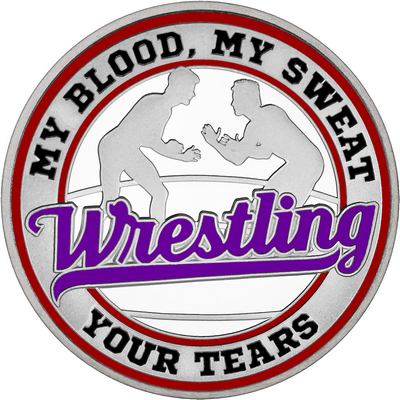 Purple "Wrestling" with Maroon Outer Circular Borders
